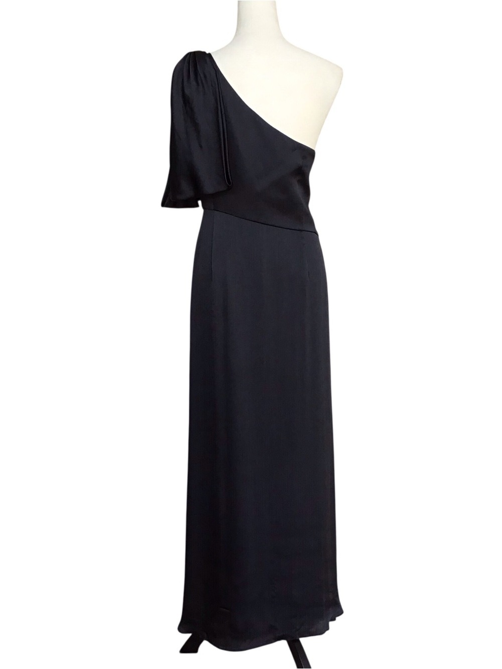 Sachin Babi Chelsea Black One-Shoulder Evening Gown with Draped Bow - Picture 8 of 10